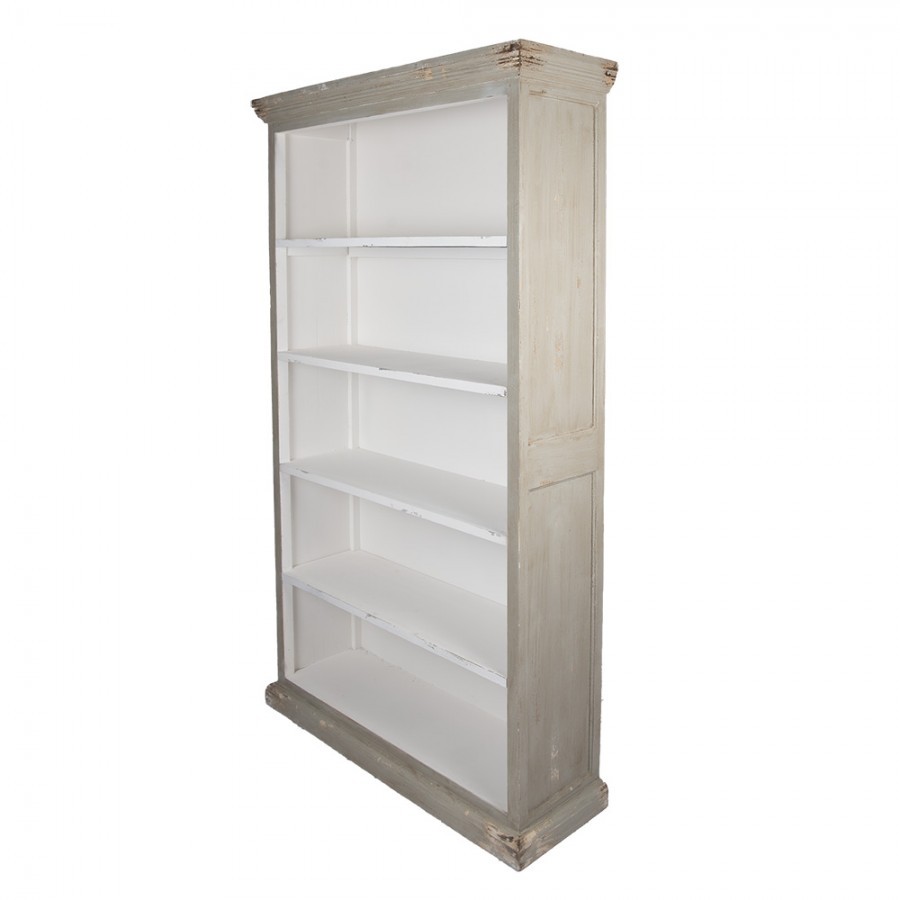 Bílo-šedá antik dřevěná knihovna Christiane - 116*36*195 cm Clayre & Eef Bílo-šedá antik dřevěná knihovna Christiane - 116*36*195 cm Clayre & Eef