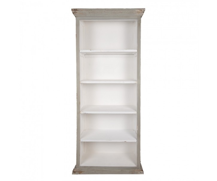 Bílo-šedá antik dřevěná knihovna Christiane - 80*36*195 cm Clayre & Eef