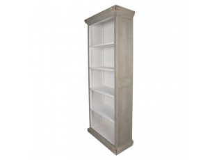 Bílo-šedá antik dřevěná knihovna Christiane - 80*36*195 cm