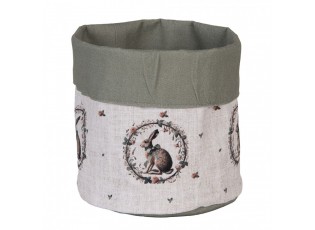 Bavlněný košík na pečivo se zajícem Natural Linen Easter - Ø 15*16 cm