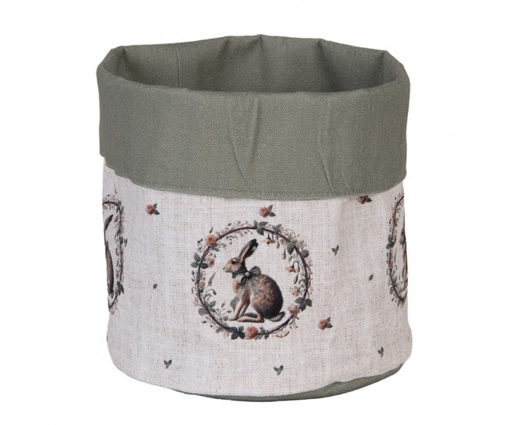 Bavlněný košík na pečivo se zajícem Natural Linen Easter - Ø 15*16 cm Clayre & Eef