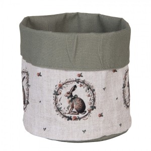 Bavlněný košík na pečivo se zajícem Natural Linen Easter - Ø 15*16 cm