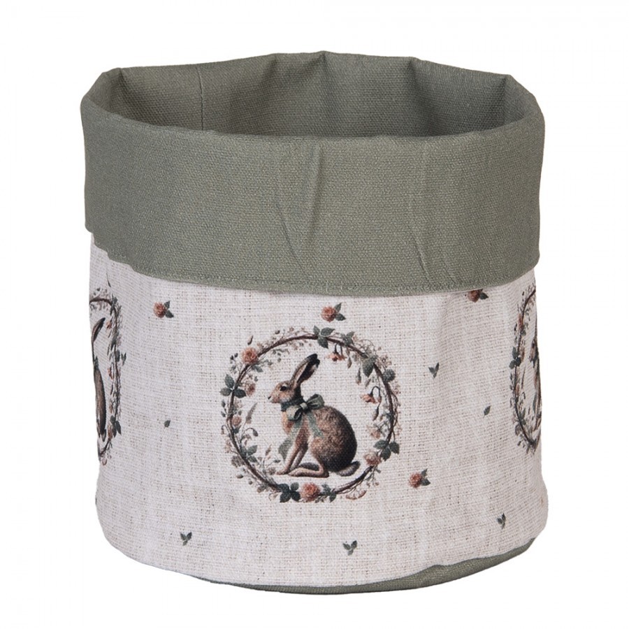 Bavlněný košík na pečivo se zajícem Natural Linen Easter - Ø 15*16 cm