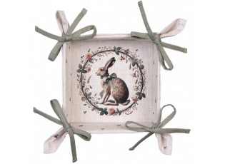 Bavlněný košík na pečivo se zajícem Natural Linen Easter - 35*35*8 cm