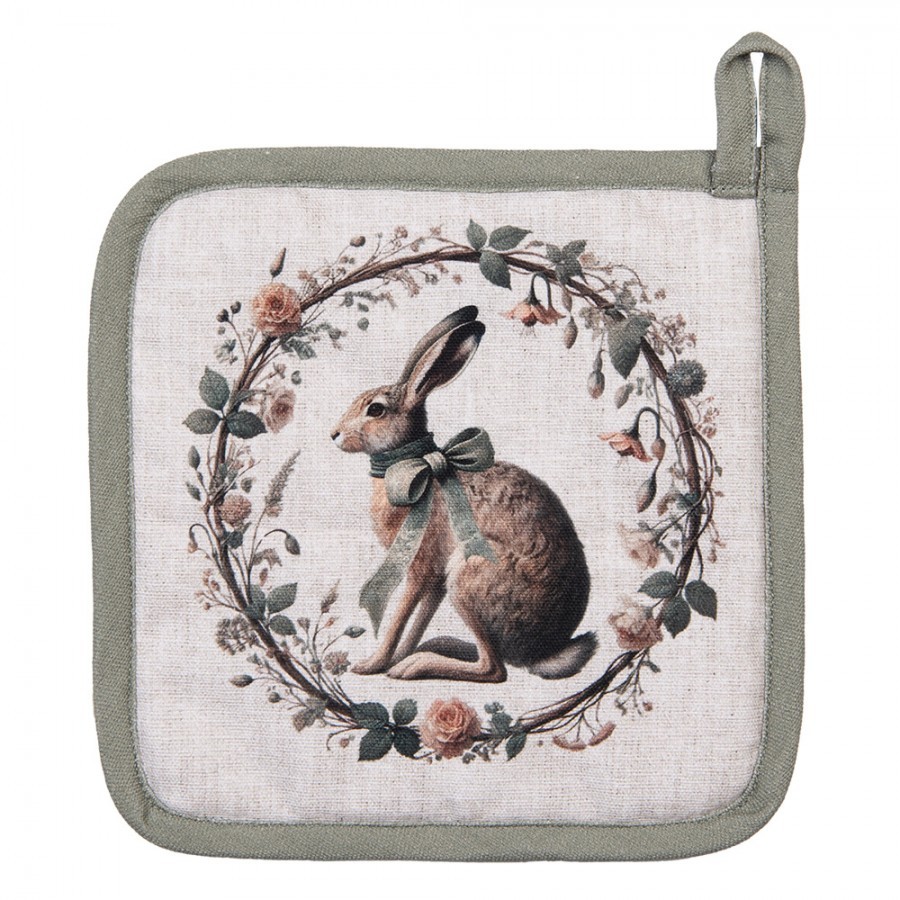 Bavlněná chňapka podložka se zajícem Natural Linen Easter - 20*20 cm