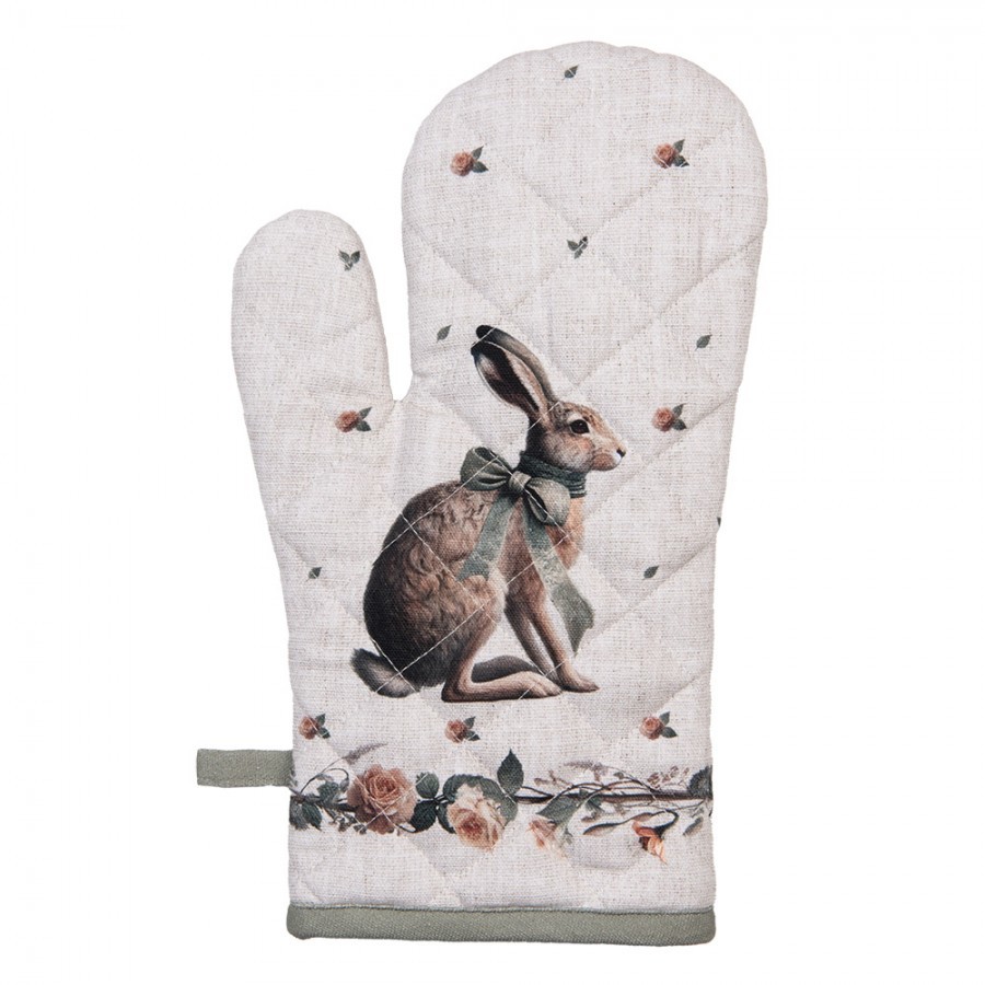 Bavlněná chňapka rukavice se zajícem Natural Linen Easter - 18*30 cm