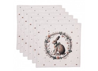 6ks bavlněný ubrousek se zajícem Natural Linen Easter - 40*40 cm