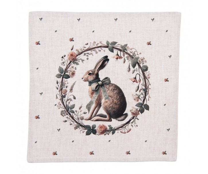6ks bavlněný ubrousek se zajícem Natural Linen Easter - 40*40 cm Clayre & Eef