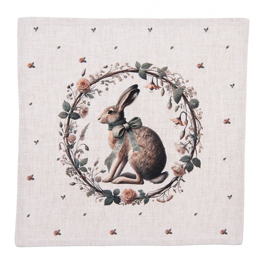 6ks bavlněný ubrousek se zajícem Natural Linen Easter - 40*40 cm NLE43