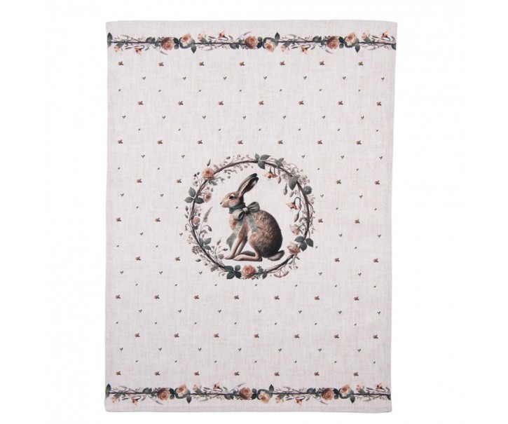 Bavlněná utěrka se zajícem Natural Linen Easter - 50*70 cm Clayre & Eef