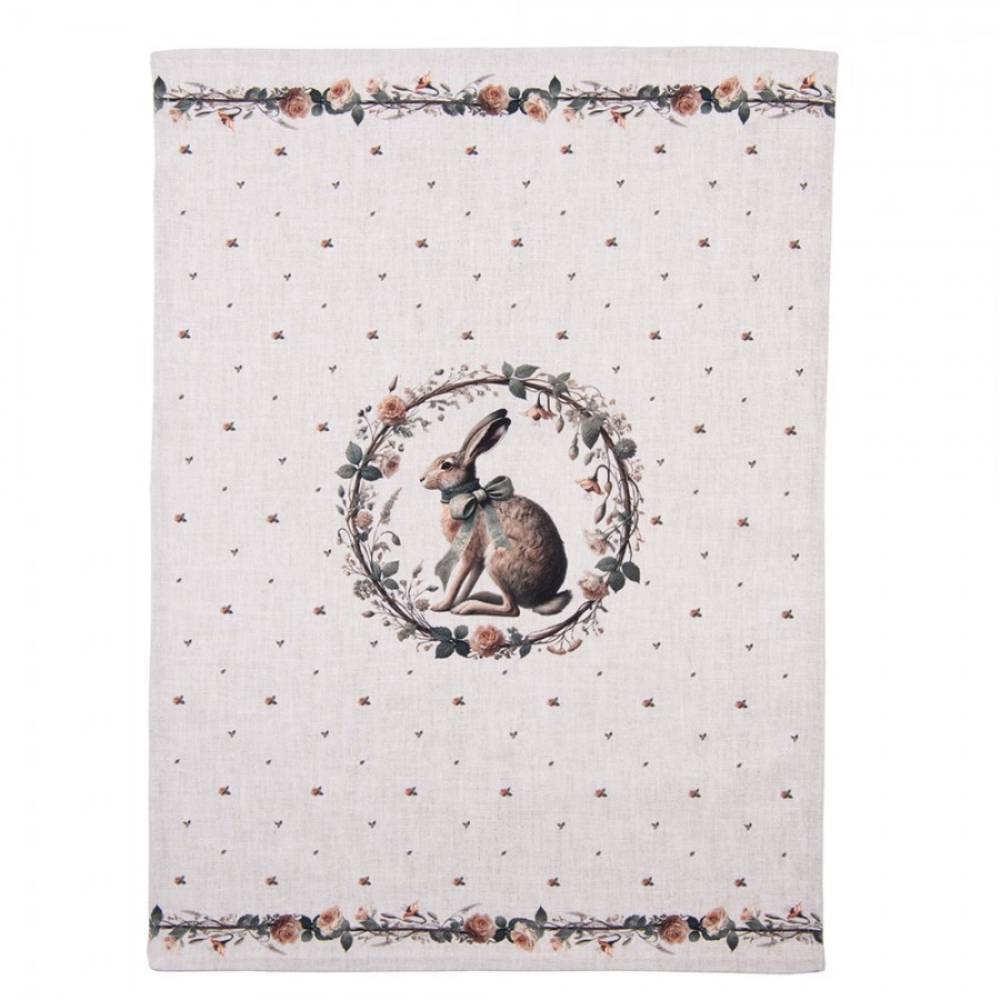 Bavlněná utěrka se zajícem Natural Linen Easter - 50*70 cm