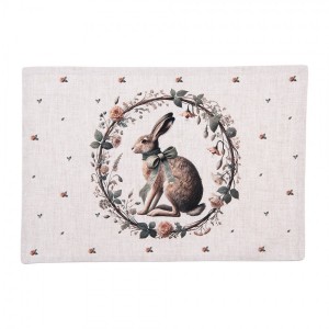 6ks bavlněné prostírání na stůl se zajícem Natural Linen Easter - 48*35 cm