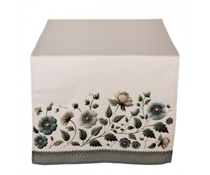 Béžový bavlněný běhoun s květy Gently Blooming - 50*140 cm Clayre & Eef