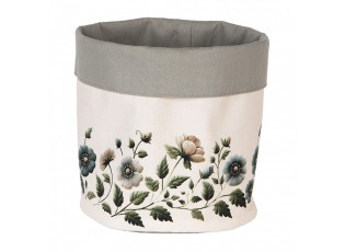 Béžový bavlněný košík na pečivo s květy Gently Blooming - Ø 15*16 cm