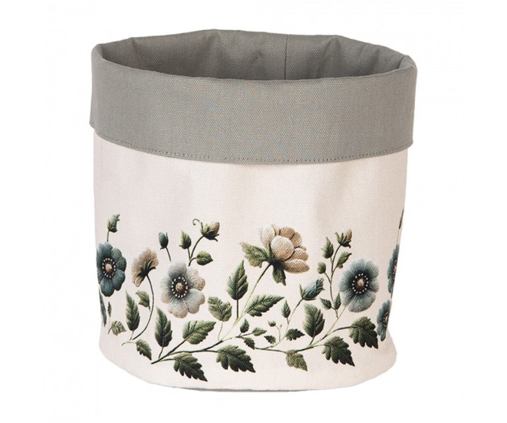 Béžový bavlněný košík na pečivo s květy Gently Blooming - Ø 15*16 cm Clayre & Eef