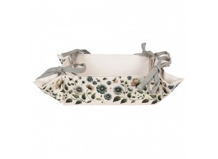 Béžový bavlněný košík na pečivo s květy Gently Blooming - 35*35*8 cm