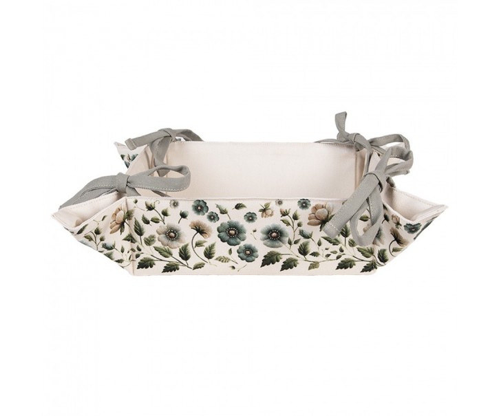 Béžový bavlněný košík na pečivo s květy Gently Blooming - 35*35*8 cm Clayre & Eef