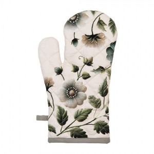Béžová bavlněná chňapka - rukavice s květy Gently Blooming - 18*30 cm