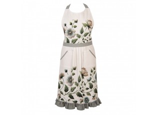 Béžová bavlněná zástěra s květy Gently Blooming - 70*85 cm