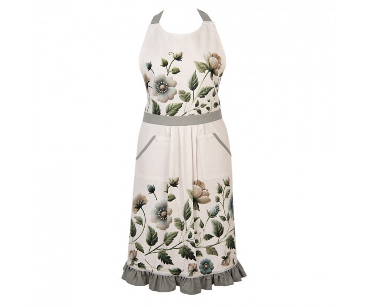 Béžová bavlněná zástěra s květy Gently Blooming - 70*85 cm Clayre & Eef