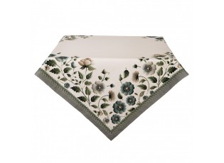 Béžový bavlněný ubrus s květy Gently Blooming - 100*100 cm