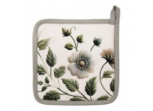 Béžová bavlněná chňapka - podložka s květy Gently Blooming - 20*20 cm