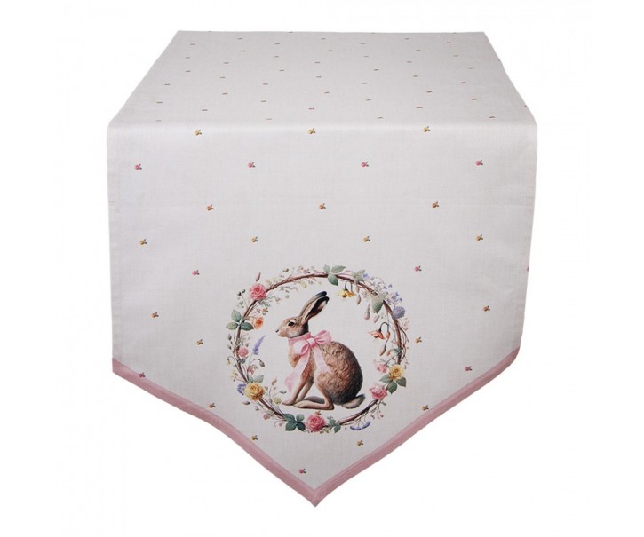 Běhoun na stůl zajíc s květy Easter Whispers Collection - 50*160 cm Clayre & Eef