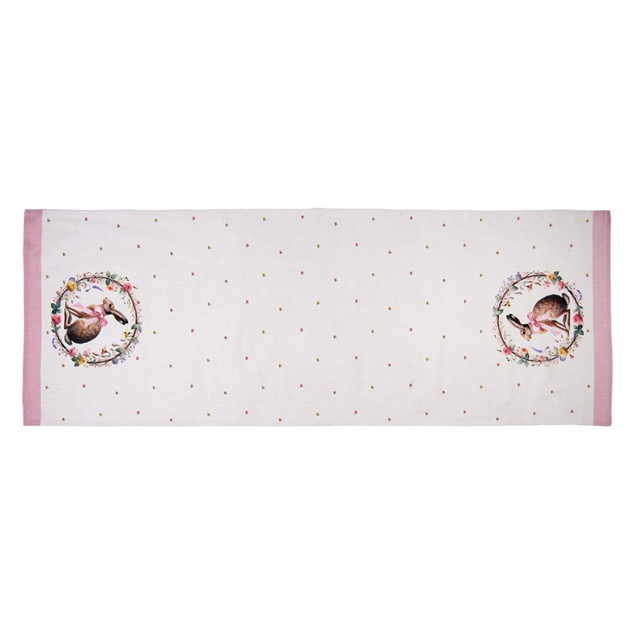 Běhoun na stůl zajíc s květy Easter Whispers Collection - 50*140 cm Clayre & Eef Běhoun na stůl zajíc s květy Easter Whispers Collection - 50*140 cm Clayre & Eef