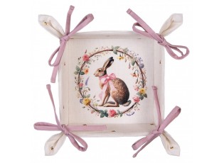 Košík na pečivo zajíc s květy Easter Whispers Collection - 35*35*8 cm