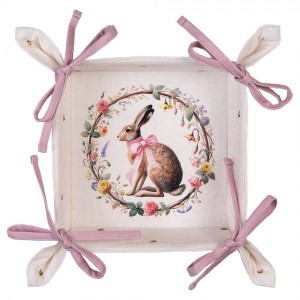 Košík na pečivo zajíc s květy Easter Whispers Collection - 35*35*8 cm