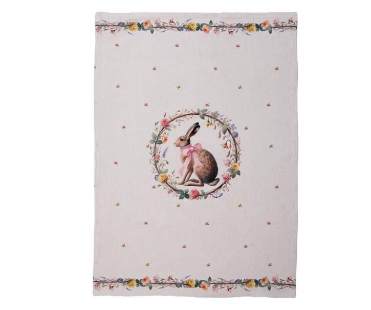 Utěrka zajíc s květy Easter Whispers Collection - 50*70 cm Clayre & Eef