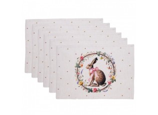 6ks prostírání zajíc s květy Easter Whispers Collection - 48*35 cm