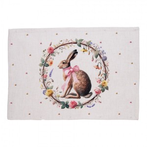 6ks prostírání zajíc s květy Easter Whispers Collection - 48*35 cm