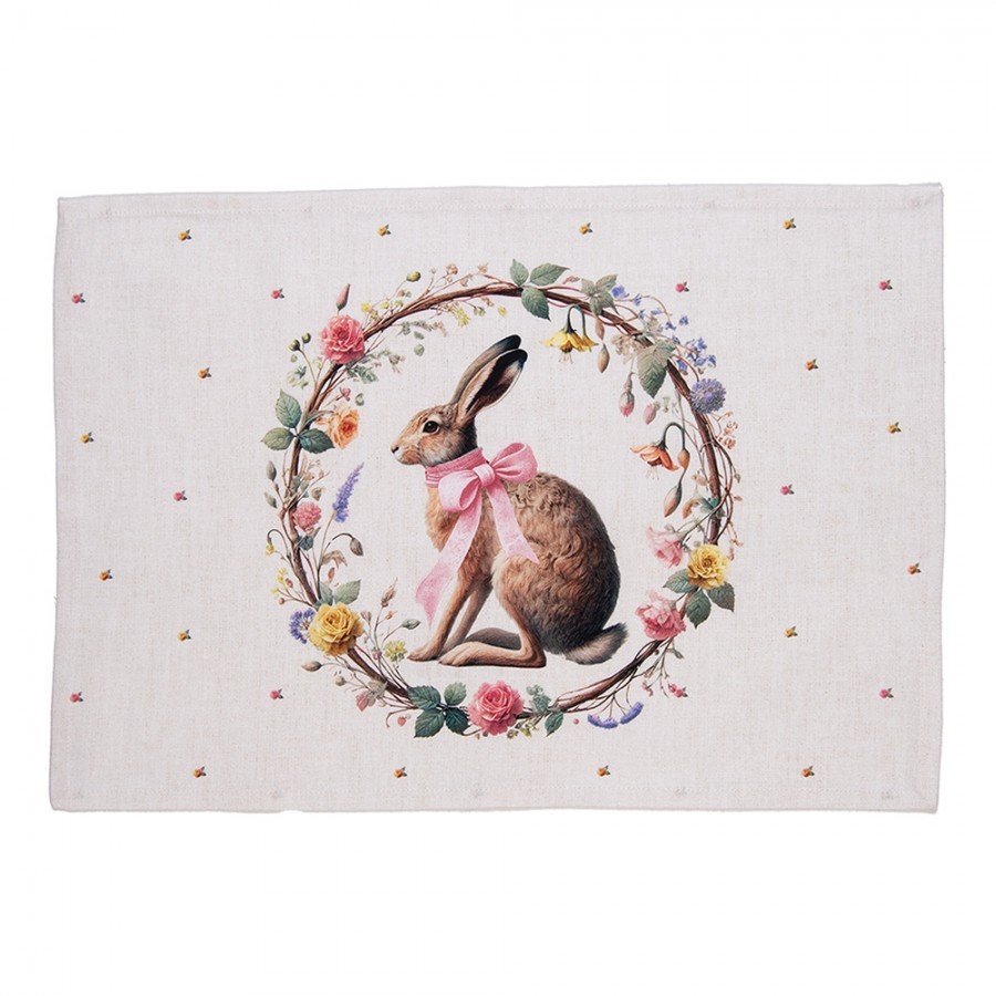 6ks prostírání zajíc s květy Easter Whispers Collection - 48*35 cm