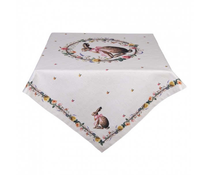 Ubrus zajíc s květy Easter Whispers Collection - 100*100 cm Clayre & Eef
