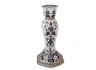 Porcelánový svícen s modrými květy Vintage Unique M - Ø 15*28 cm