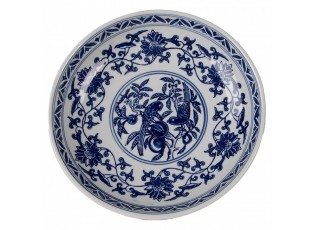 Porcelánová mísa na noze s modrými květy Vintage Unique - Ø 26*13 cm