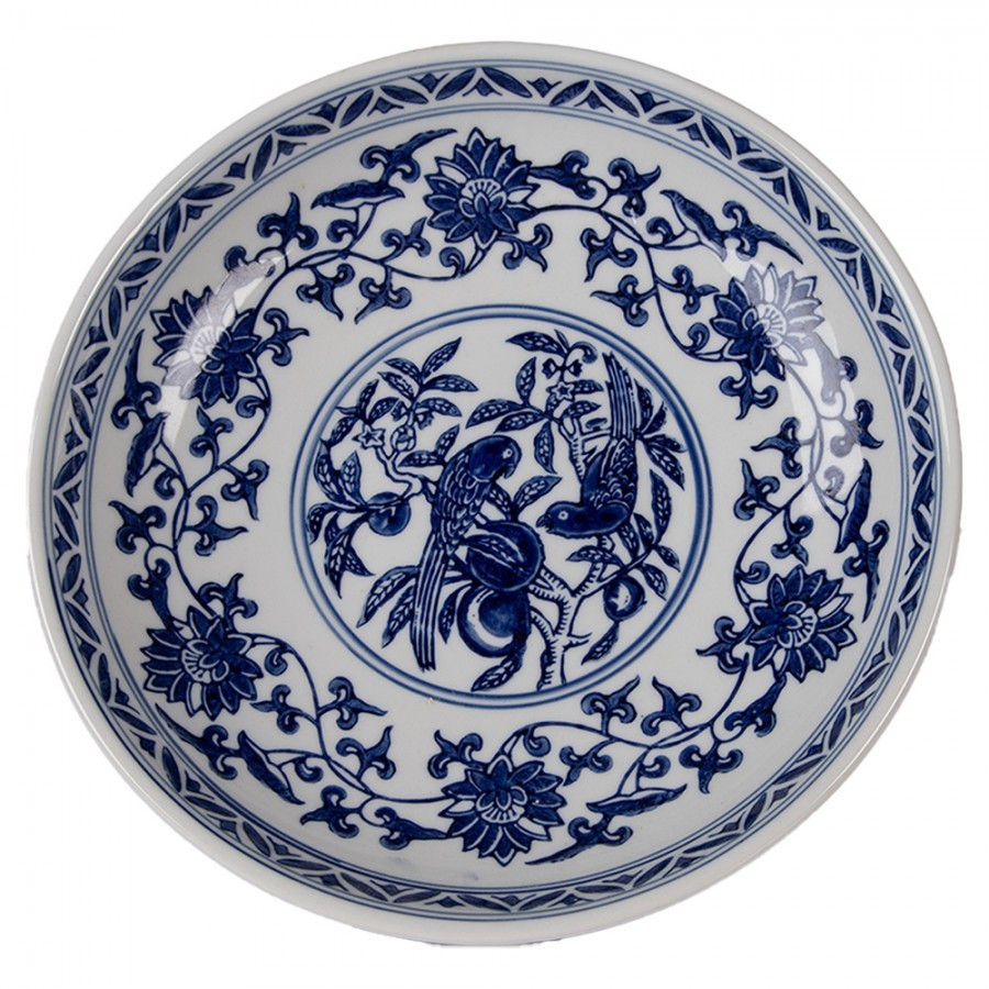 Porcelánová mísa na noze s modrými květy Vintage Unique - Ø 26*13 cm
