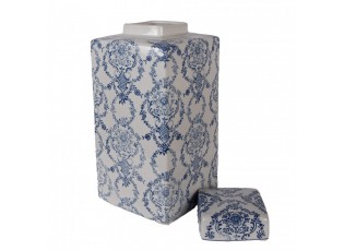 Porcelánová váza s víčkem a modrými květy Vintage Unique - 15*15*31 cm