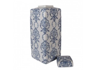 Porcelánová váza s víčkem a modrými květy Vintage Unique - 16*16*41 cm