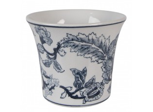 Porcelánový obal na květináč s modrými květy Vintage Unique M - Ø 16*13 cm