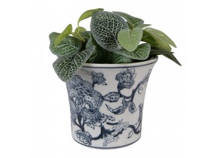 Porcelánový obal na květináč s modrými květy Vintage Unique M - Ø 16*13 cm