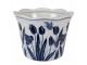 Porcelánový obal na květináč s modrými tulipány Vintage Unique - Ø 17*15 cm Clayre & Eef