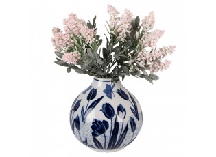 Porcelánová váza s modrými tulipány Vintage Tulipp - Ø 16*16 cm