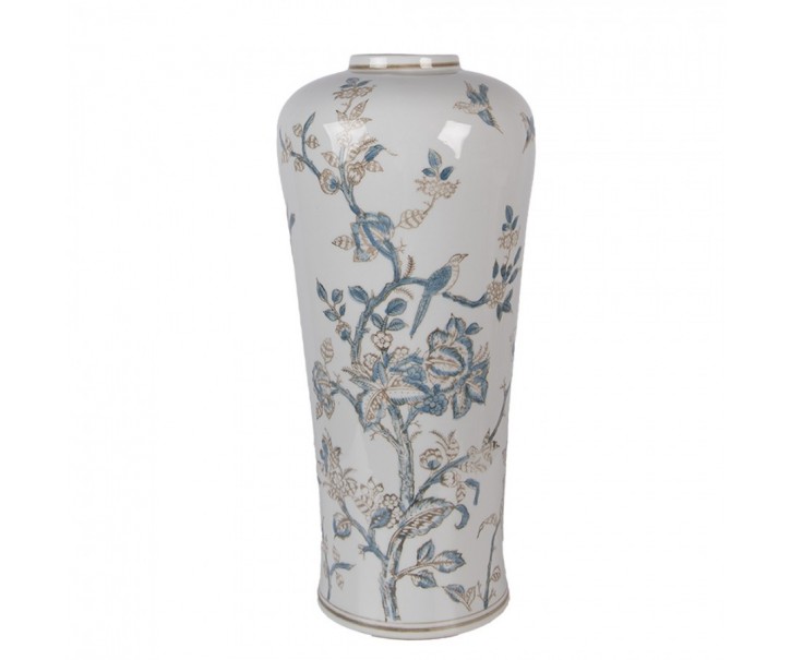 Porcelánová váza s modrými květy Vintage Unique - Ø 17*39 cm Clayre & Eef