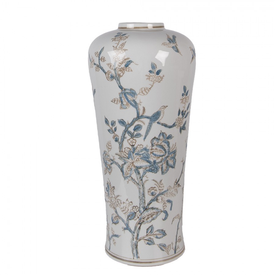 Porcelánová váza s modrými květy Vintage Unique - Ø 17*39 cm