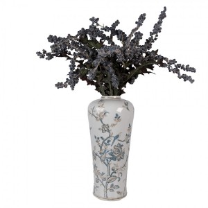 Porcelánová váza s modrými květy Vintage Unique - Ø 17*39 cm