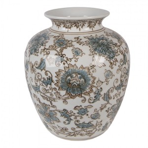Porcelánová váza s modrými květy Vintage Unique - Ø 22*25 cm