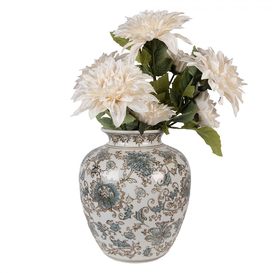 Porcelánová váza s modrými květy Vintage Unique - Ø 22*25 cm