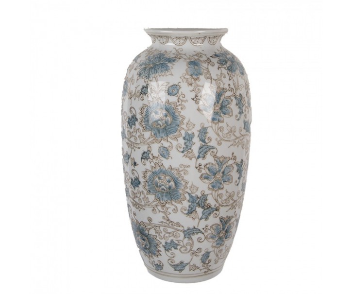 Porcelánová váza s modrými květy Vintage Unique - 19*10*38 cm Clayre & Eef